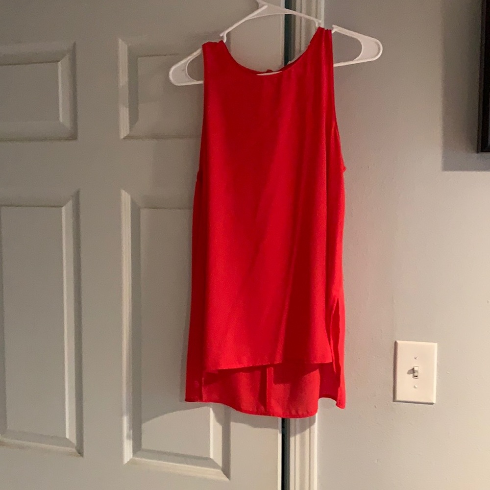 Coral sleeveless blouse